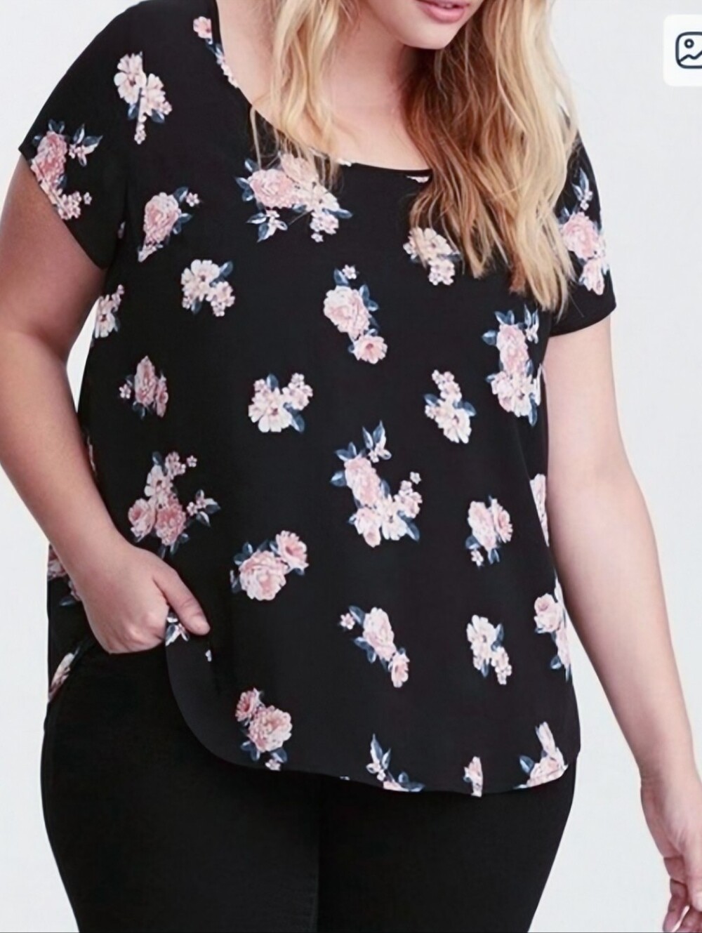 Torrid Semi sheer Floral Print Blouse With Open Back Plus Size 2X